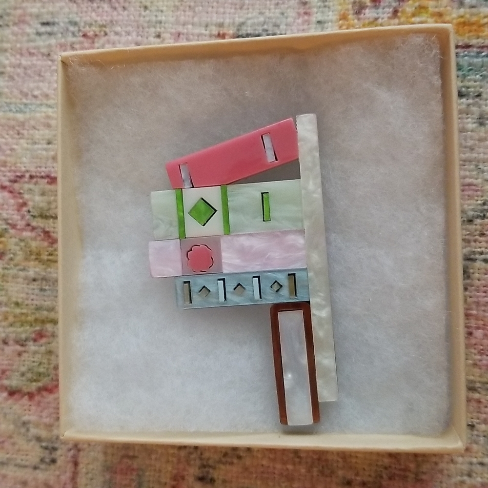 Acrylic Books Library Brooch Vintage Inspired! New!